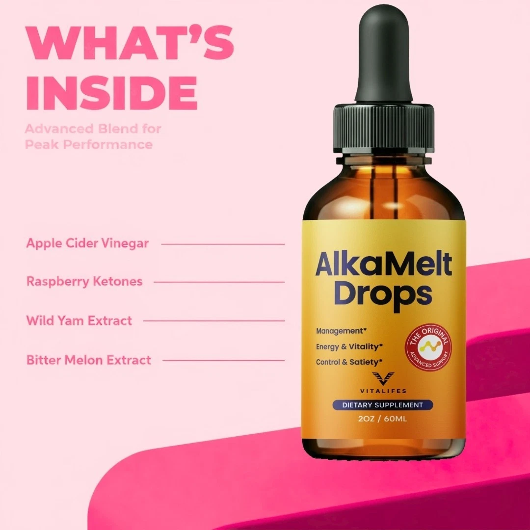 The seller&rsquo;s What&rsquo;s Inside artwork for Alka Melt Drops, naming four ingredients